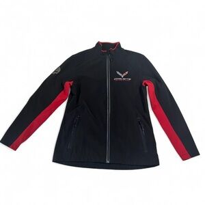 Corvette Racing Jacket Womens Small Black Red Zip Up Performance Stretch
